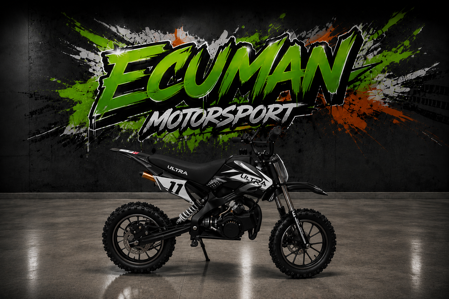 Siyah Ecuman Motorsport 50cc çocuk kros motosikleti