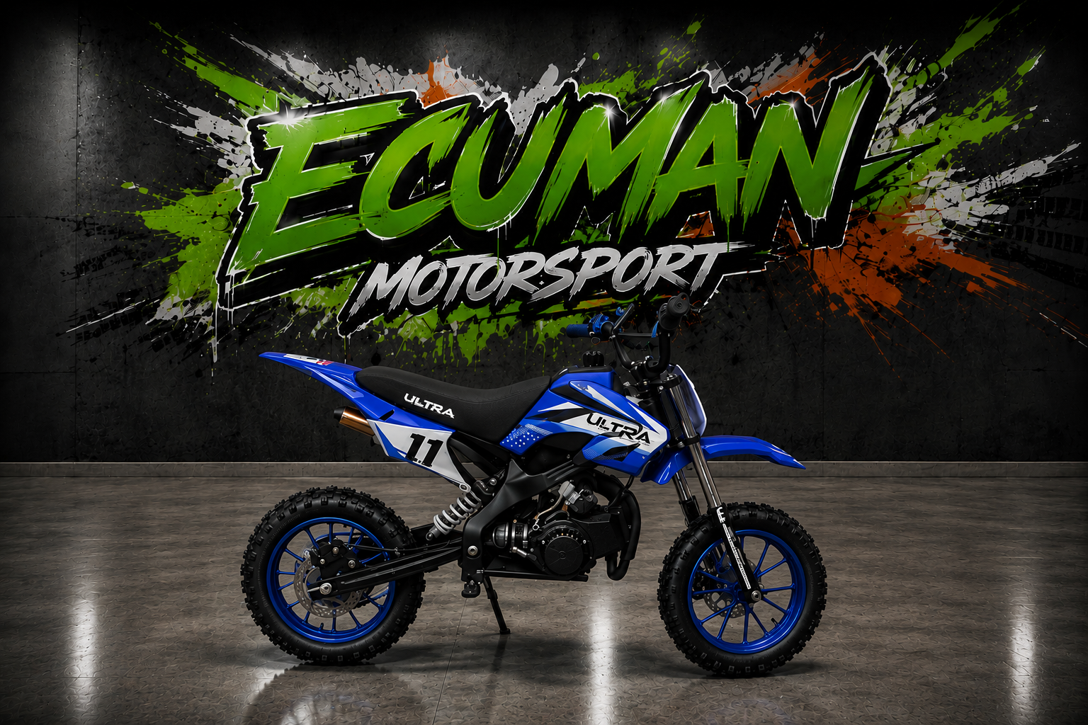Parlament mavisi Ecuman Motorsport 50cc çocuk kros motosikleti