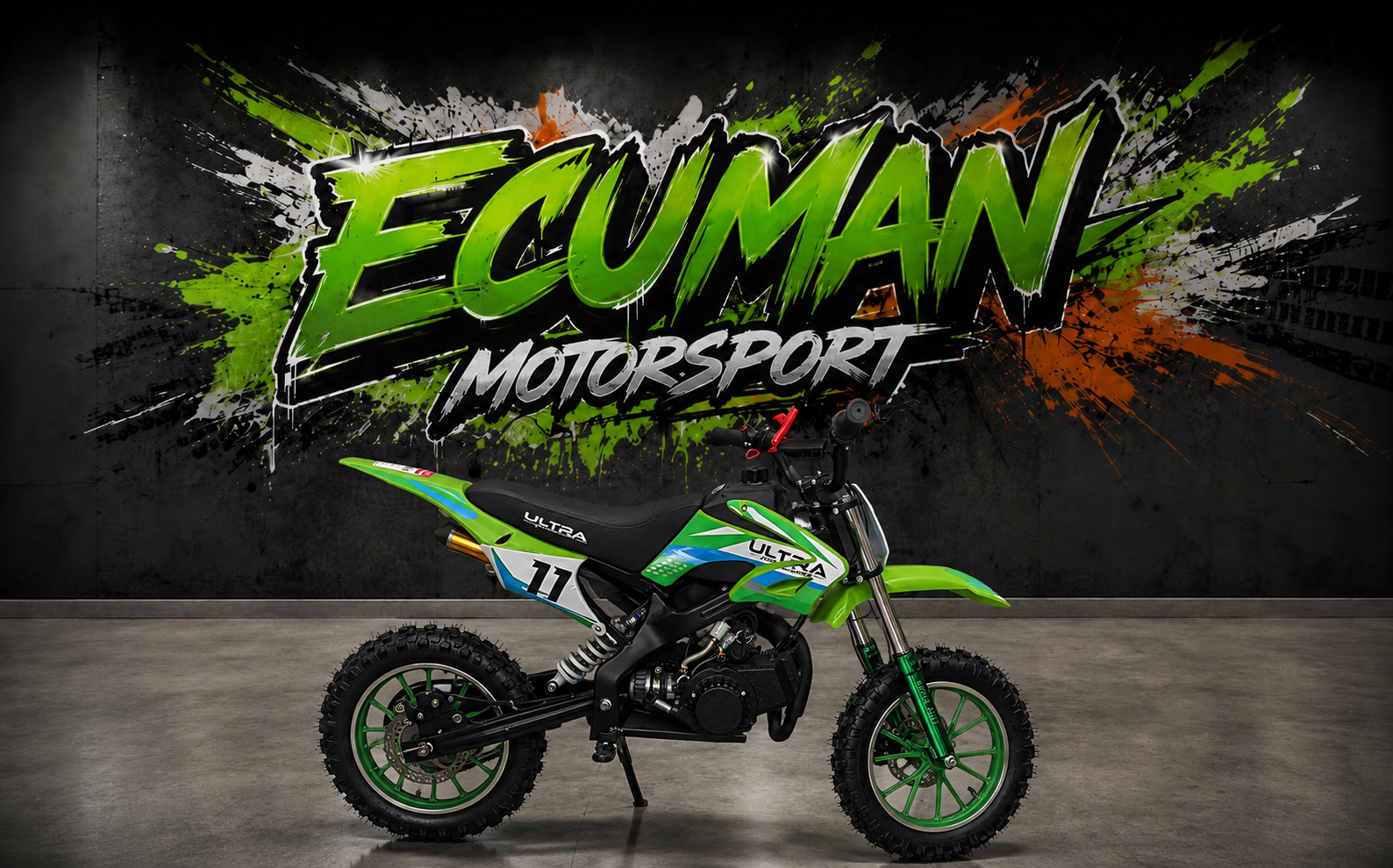 Yeşil Ecuman Motorsport 50cc çocuk kros motosikleti