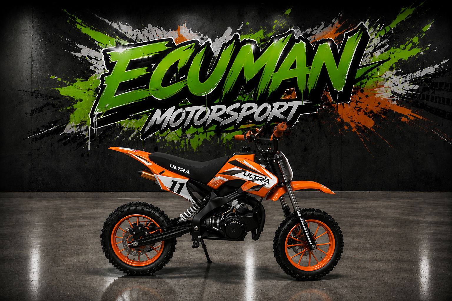 Turuncu Ecuman Motorsport 50cc çocuk kros motosikleti