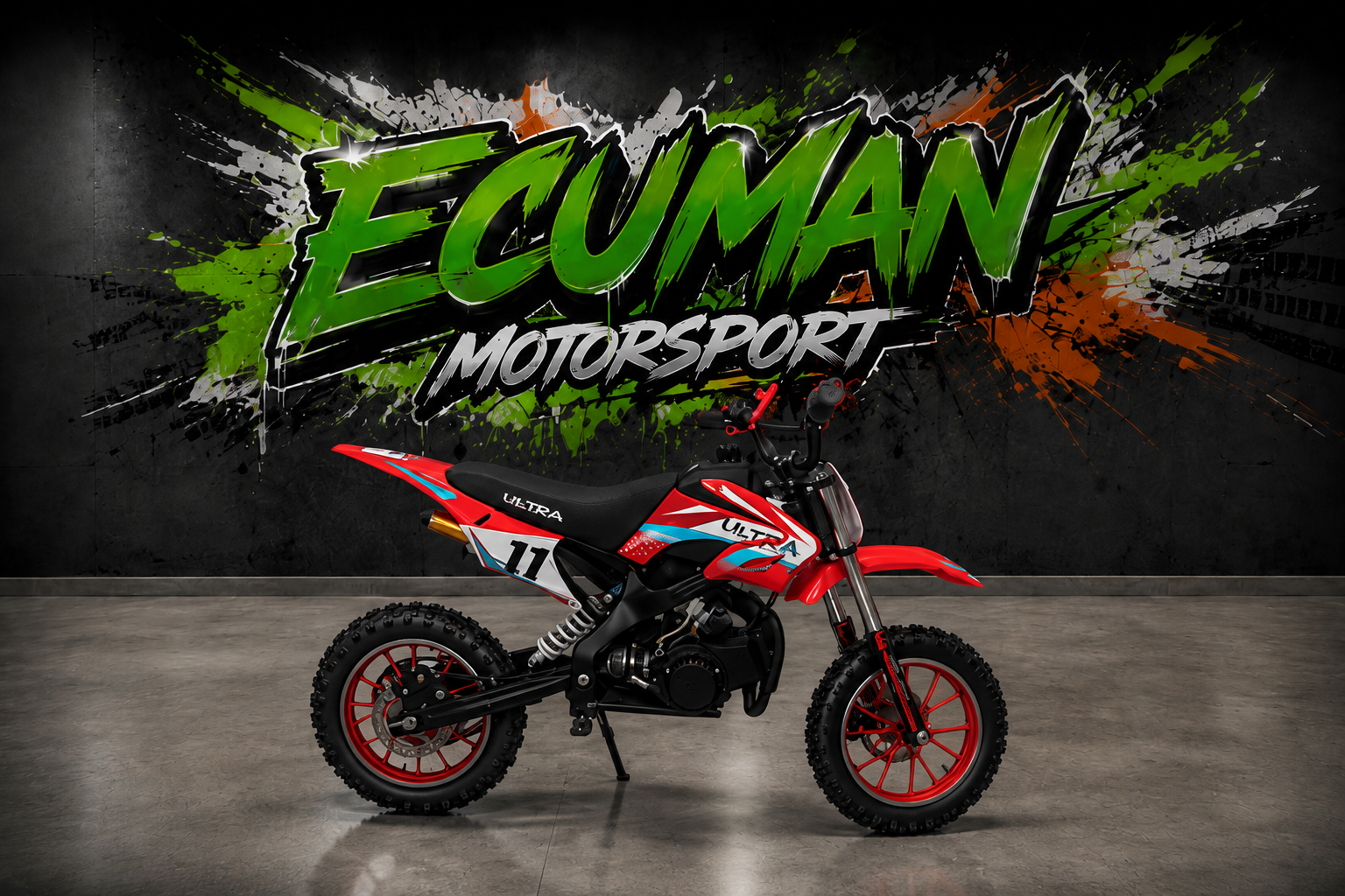 Kırmızı Ecuman Motorsport 50cc çocuk kros motosikleti